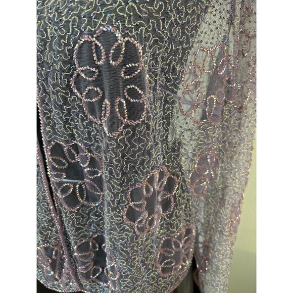 Unbranded Sheet Coat Jacket Iridescent Beaded Lilac, Unicorn Colors, Long Sleeve - Picture 3 of 6